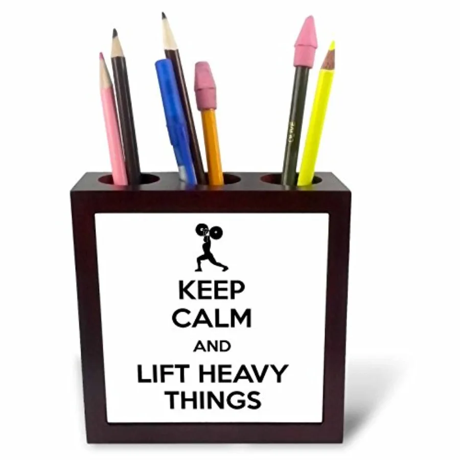 

ph_128171_1 Держатель для ручек с надписью «Keep Calm and Lift Heavy Things» (Занимайтесь фитнесом, поднимайте тяжелые вещи), юмор для спортзала, для тренировок, для тяжелоатлетов, 5 дюймов