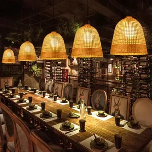 Handgefertigte hölzerne Bambus -Kronleuchter, natürliche schlechtere Lampe, kreativer Rattananhänger, japanisches Restaurant Licht, dekorative Beleuchtung 12 Hauptverkäufe Abajur Bamboo - №8