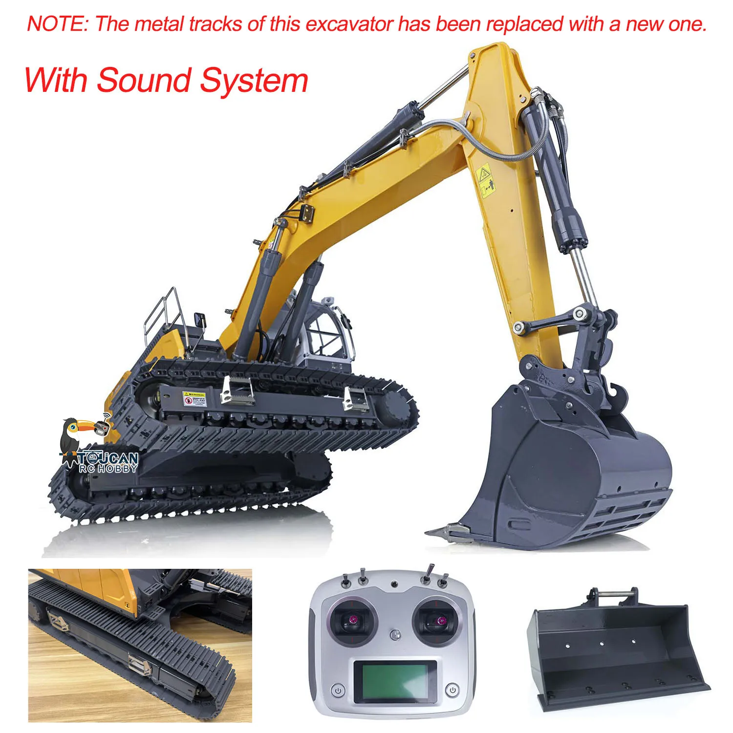 

XDRC 945 RC Hydraulic Excavator 1/14 Scale Remote Control Metal Digger Machine Construction Vehicle with Sound Light Set TH23676