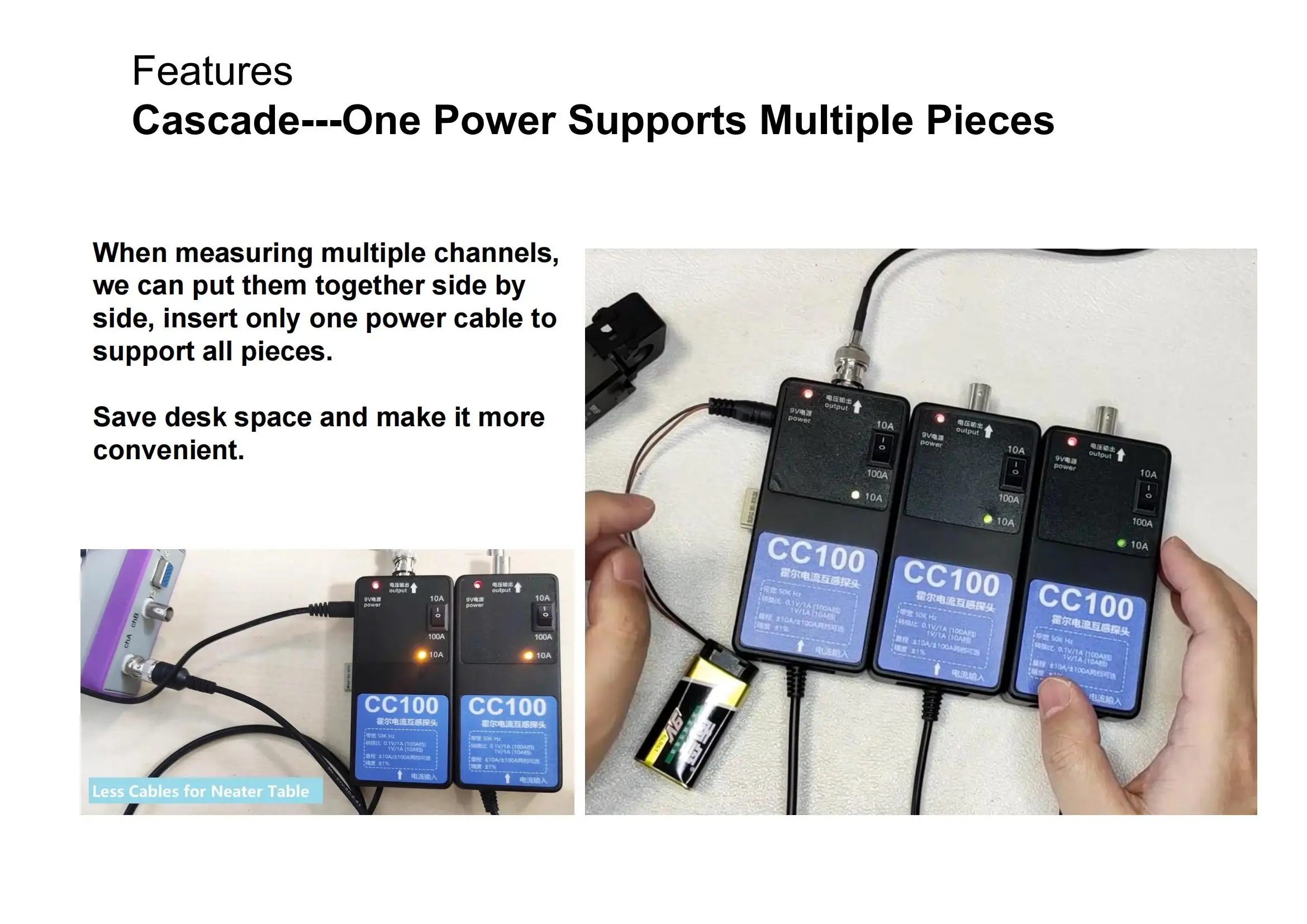 LOTO CC100 Current Clamp Probe - DC to 50KHz, Universal Oscilloscope Compatibility