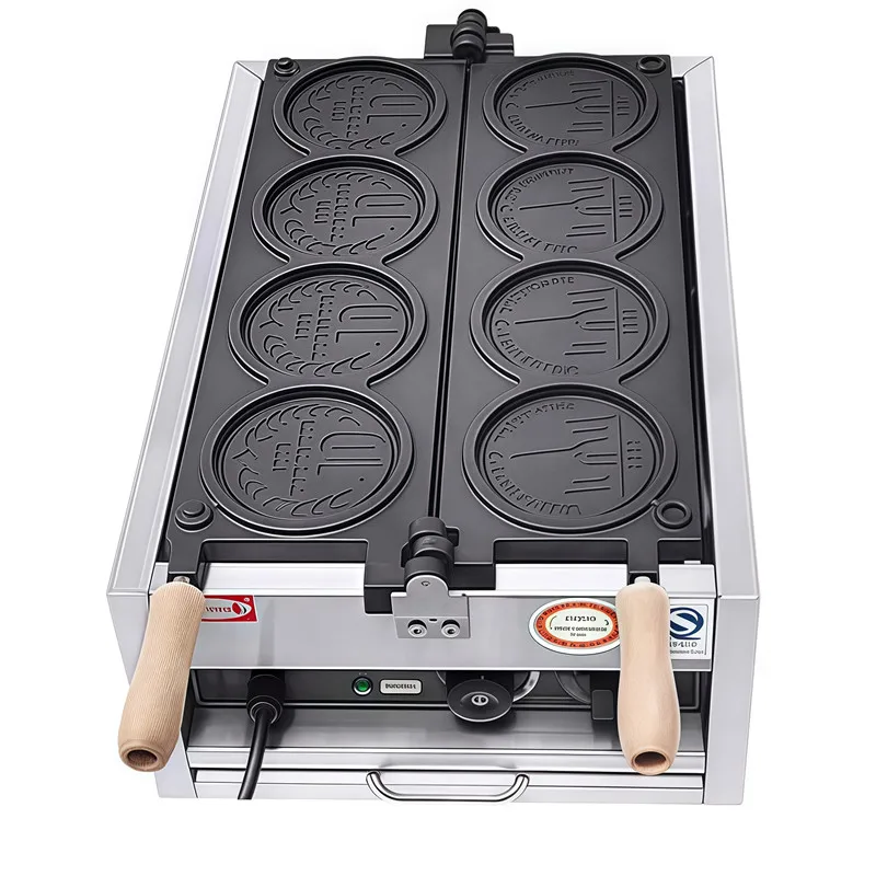 상업용 코인 와플 메이커 한국어 금화 빵 와플 기계 3000W 비 스틱 코팅 전기 스낵 장비 계란 퍼프