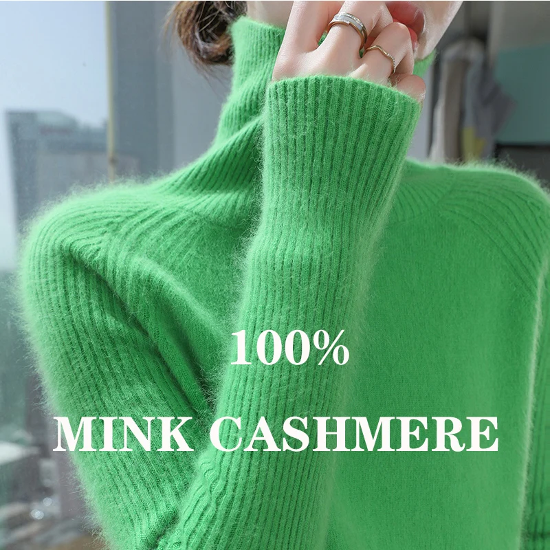 Women's Knitted Mink Cashmere Sweater Autumn Winter 2025