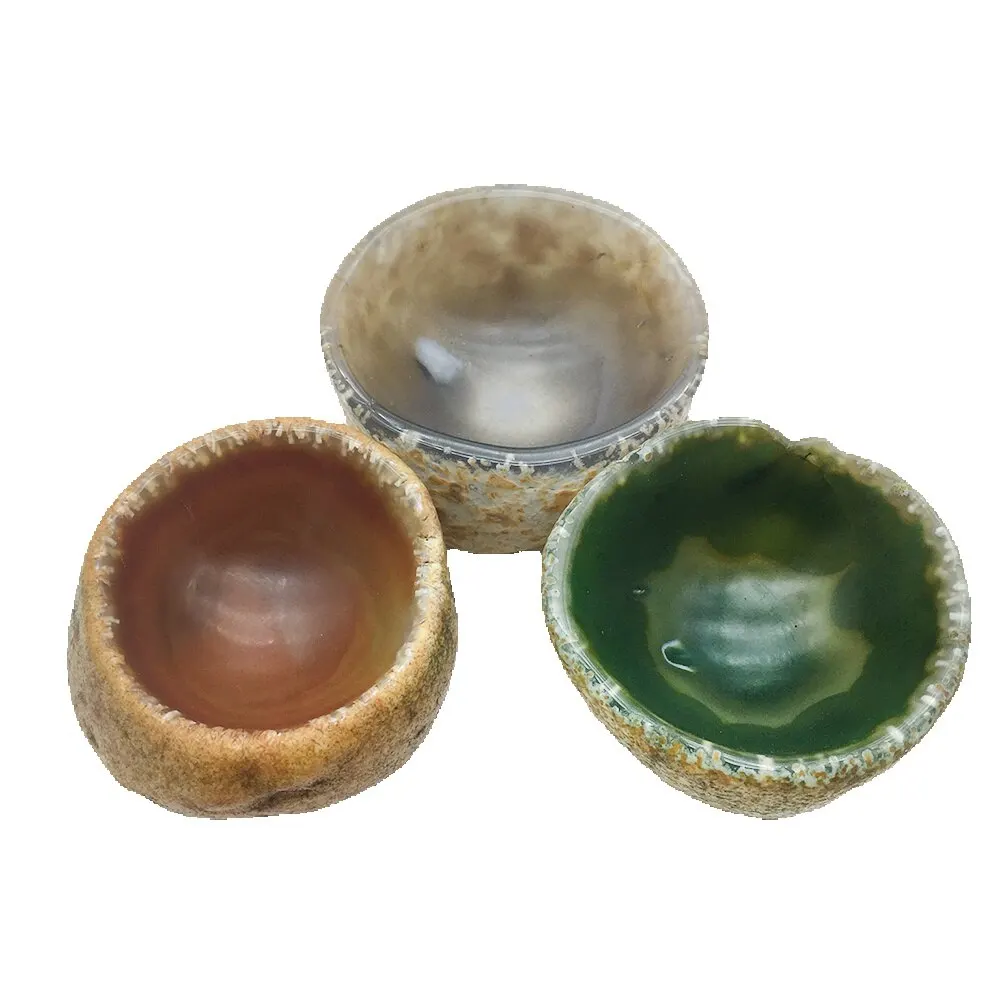 

3 Color Natural Agate Bowl Teacup Quartz Crystal Bowl Carnelian Teacup Jade Crystal Quartz Cup Tobacco Jar Teaware Home Decora