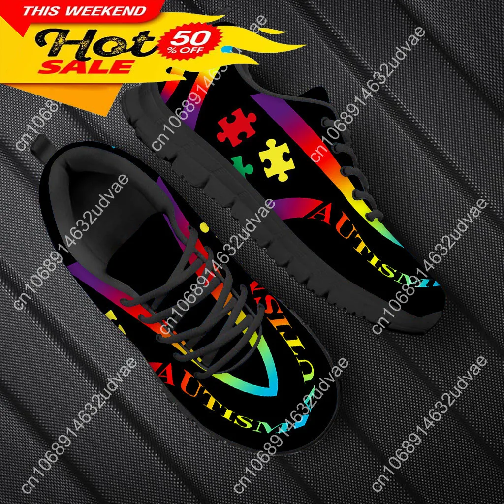 Woman Flats Shoes Autism Awareness Design For Girls Personalized Walking Shoes Female Wear-resistant Sport Sneakers