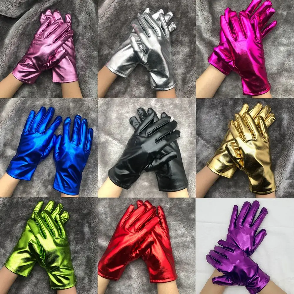 Shiny Women Leather Gloves Cosplay Thin Style Driving Gloves Gothic Punk Stage Performances Mittens Party