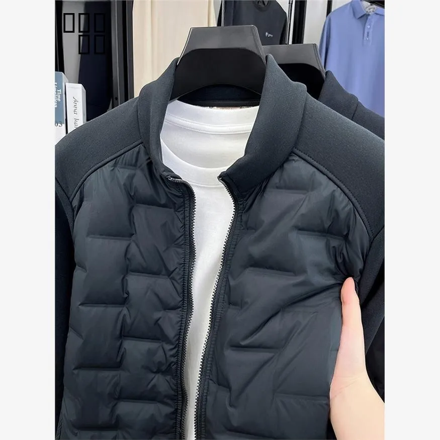 

Мужская утепленная куртка-пуховик 2025 года, осенне-зимняя новинка, повседневная свободная модель с воротником-стойкой, белая, с наполнителем из перьев, для отдыха и активного образа жизни.