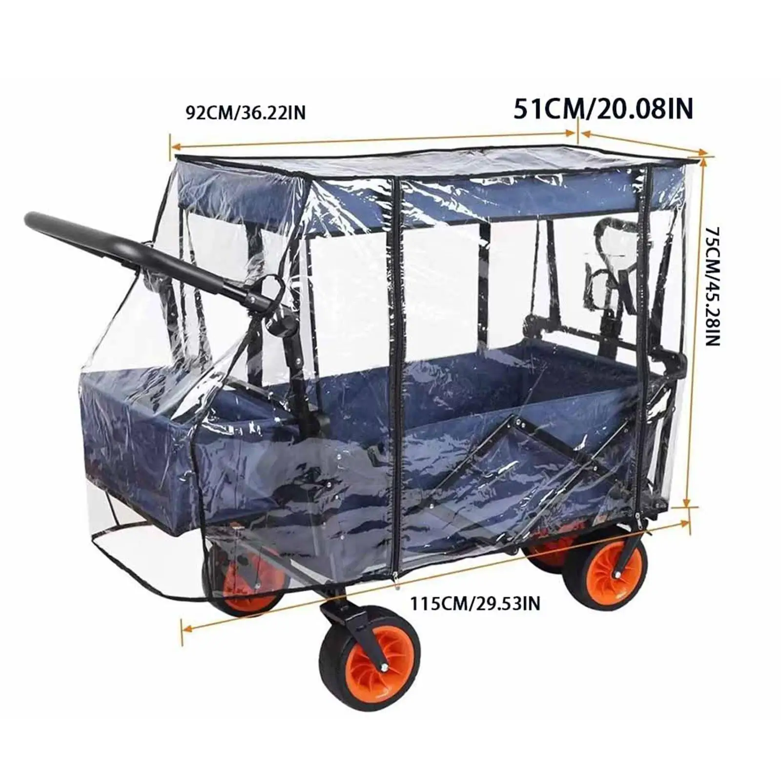

Universal Waterproof Wagon Rain Cover Two Sided Zipper PVC Canopy Cart Accessory for Outdoor Camping