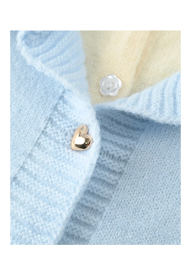 คาร่า คลับเสื้อสเวตเตอร์ถักแขนยาวไซส์ใหญ่สำหรับผู้หญิงทรงหลวม คอกลม ผูกเข็มขัด ดีไซน์สองชิ้นหลอกๆ สไตล์หวานๆ แฟชั่น