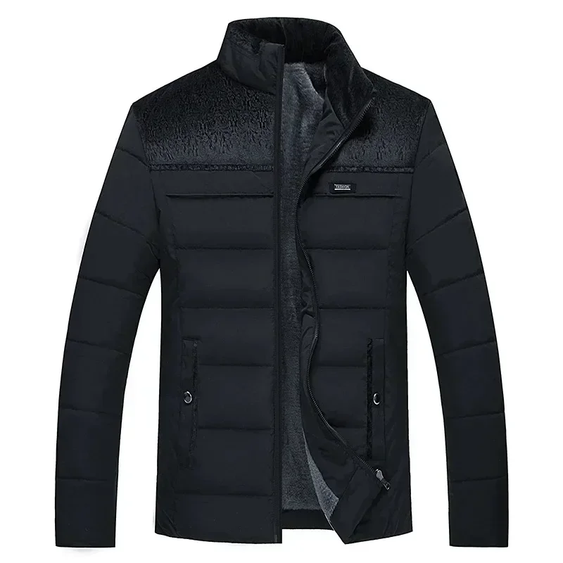 Parkas gruesas de felpa para hombre, chaqueta de invierno con cuello levantado, abrigo Parker para hombre, abrigo grueso cálido con cremallera,