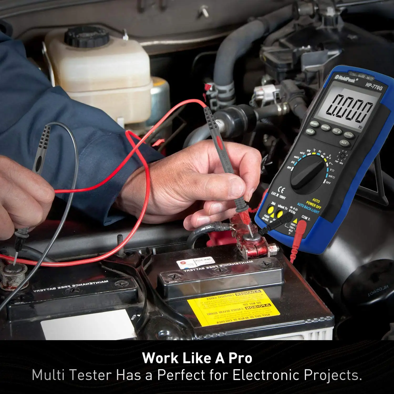 Imagem -02 - Holdpeak-multímetro Digital Auto-ranging Tester Medidor Elétrico Dmm 4000 Contagens para ac dc Amp Tensão Ncv Diodo Hfe 770g