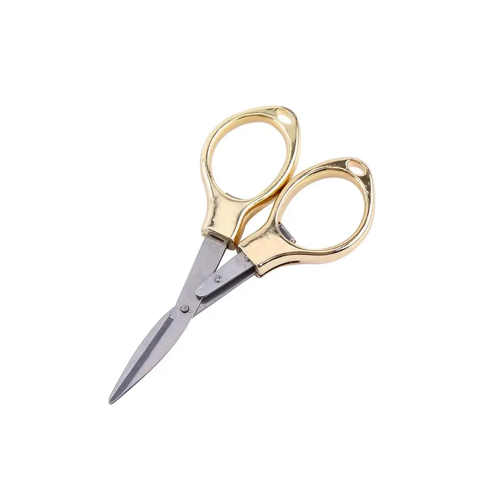 Mini Stainless Steel Folding Fishing Scissors - Glass-Shaped Cutter & Camping Pliers in Silver/Gold