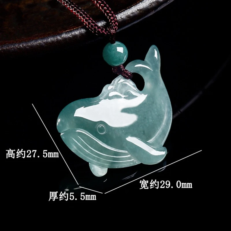 Natural Grade A Jadeite Blue Water Small Kunpeng Pendant Exquisite and Stylish Ice-Type Jade Necklace Men and Women Festive Gift 4