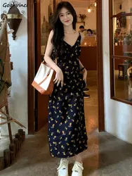 Dresses Women Floral Chic Holiday Backless All-match Temper French Style Casual Summer A-line Girlish Aesthetic Classic Popular