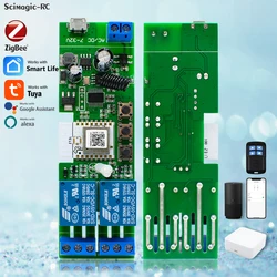 2CH 1CH Tuya Zigbee Smart Light Switch Module DC 12 V 24V 220V RF433 Receive 10A Relays Work with Alexa Google 2MQTT Gateway