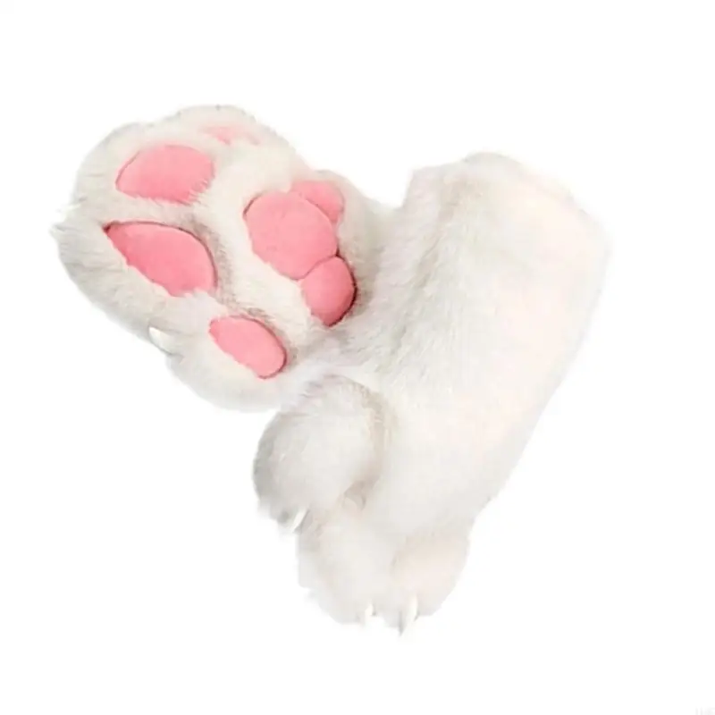 Faux Furs Animal Foxes Paws Mittens Halloween Cosplay Costume Accessories Dog Paws Gloves With Claw Fursuit Gift  - view 5