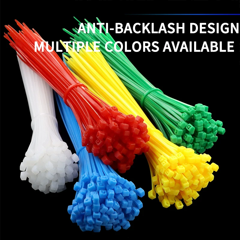 100Pcs Wandu Colorful Self-Locking Nylon Cable Ties Plastic Zip Ties Wire Binding Wrap Straps for DIY Cable Management And