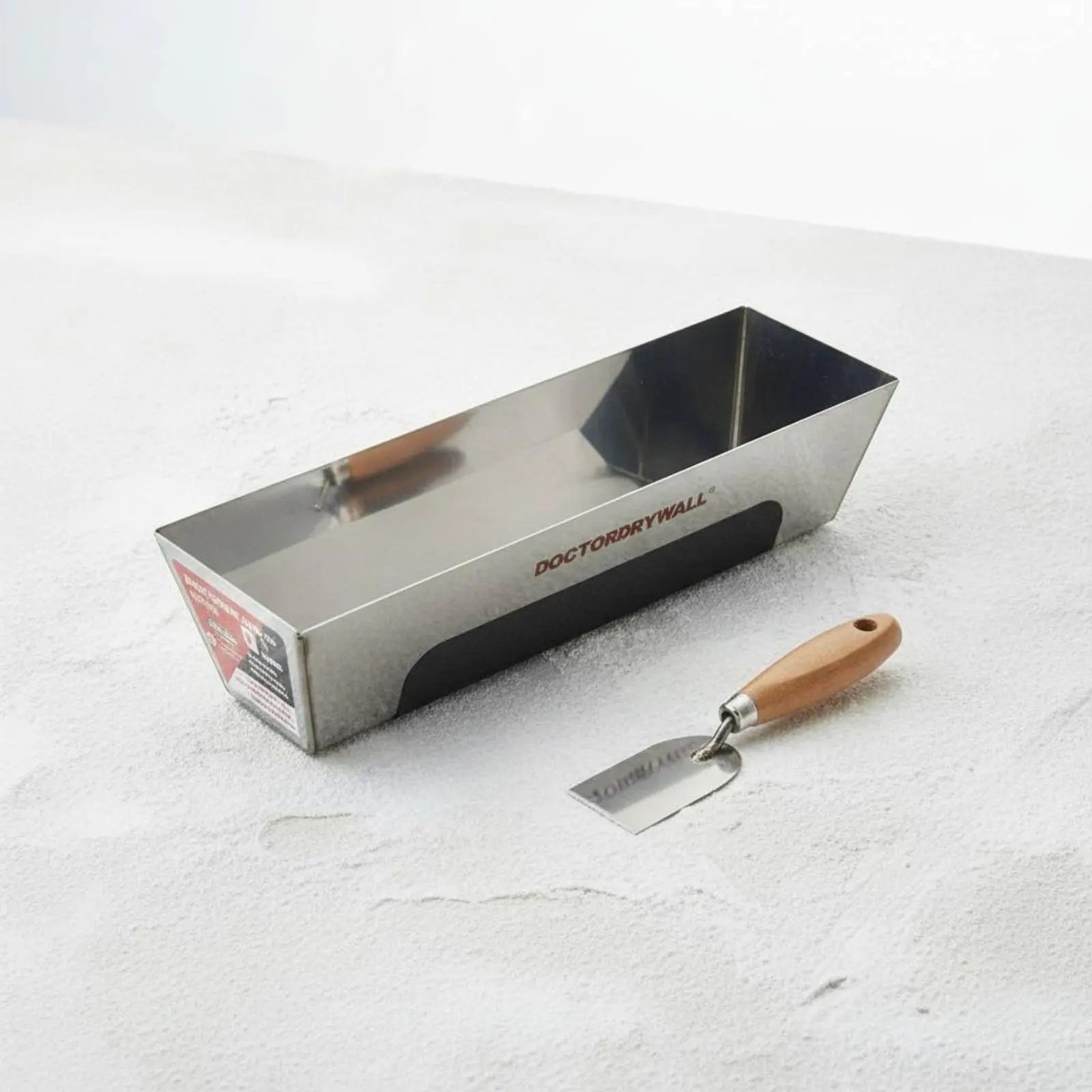 

Mud Pan Polished Interior Stainless Steel Mud Pan Masonry Tray Seamless Welds Construction Tool Anti-Slip Grip for Contractors