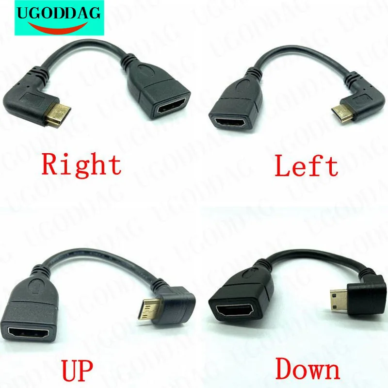 1080P Mini HDTV Male Up Down Right Left 90 Angled angle to HDMI-compatible Female Converter Adapter M-F Extension Adapter