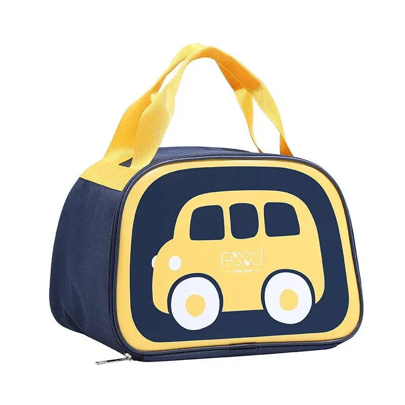 Student Lunch Bag Portable Insulated Thermal Lunch Box Picnic Food Fresh Cooler Bags Cute Cartoon Car Children Handbag حقائب