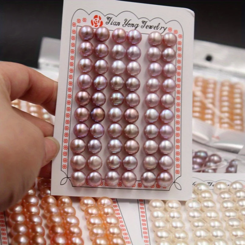 YWYC 1 Pair(2PCS) 5-9mm Natural Freshwater Pearl Beads DIY for Earrings and Jewlery Making Beads