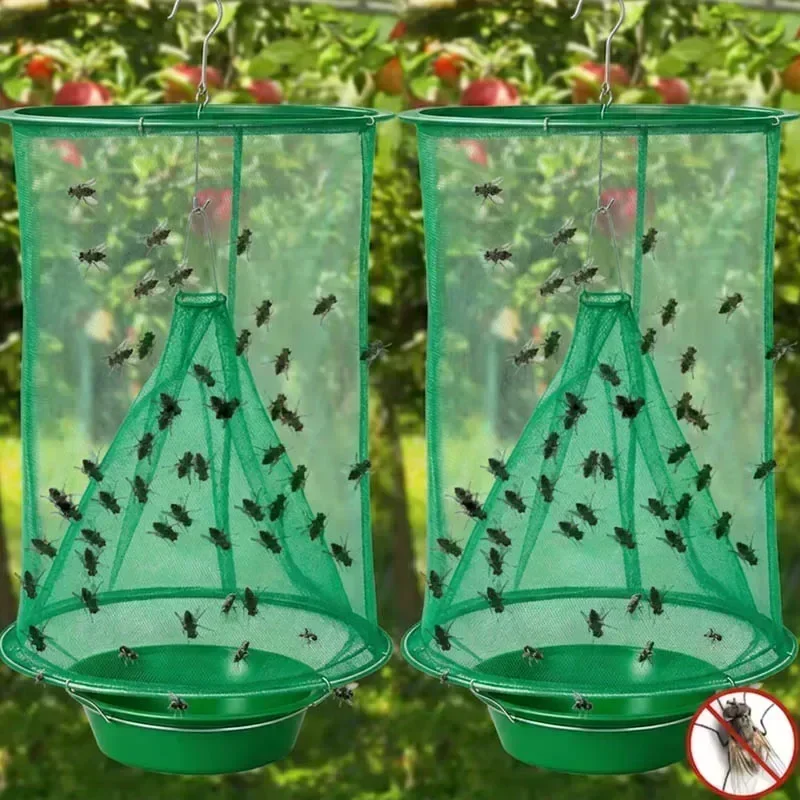 Fly Trap Outdoor Hanging Pest Catchers Foldable Green Mesh Cages Flying Insects Traps for Outdoor Farm Horse Stable Orchard