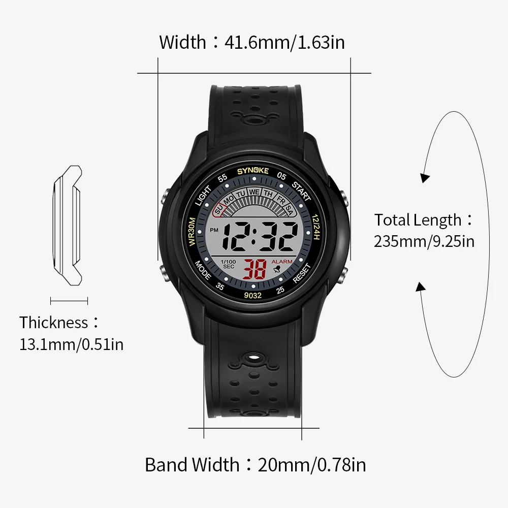 SYNOKE Electronic Watch For Mans Sport Watch Multifunction Sports Waterproof Luminous LED Digital Watch Boy Student Fashion