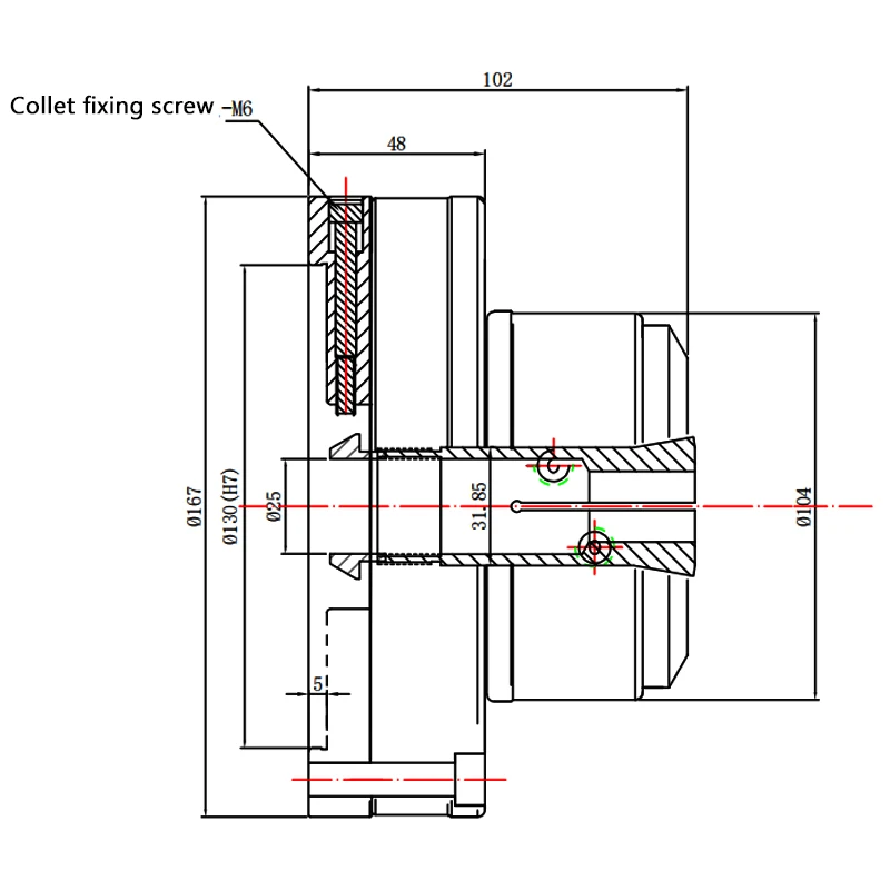 5C collet Rotary Pneumatic Lathe Collet chuck with 5C collets Hollow air chuck inside the outer clip collet clip For CNC lathe