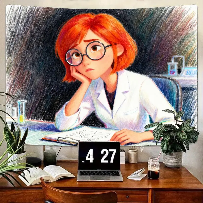 

1 шт., эстетический гобелен для девочек-ученых, современное настенное искусство, кабинет, декор в общежитии, подарок для студентов и любителей науков