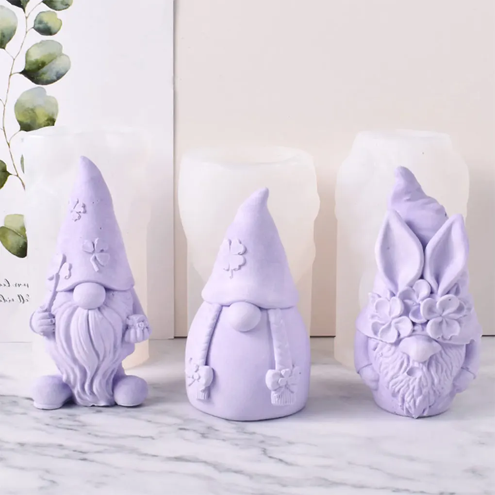 DIY Christmas Gnome Candle Crystal Epoxy Resin Mold Dwarf Chocolate Soap Plaster Ornaments Home Decoration Silicone Mould