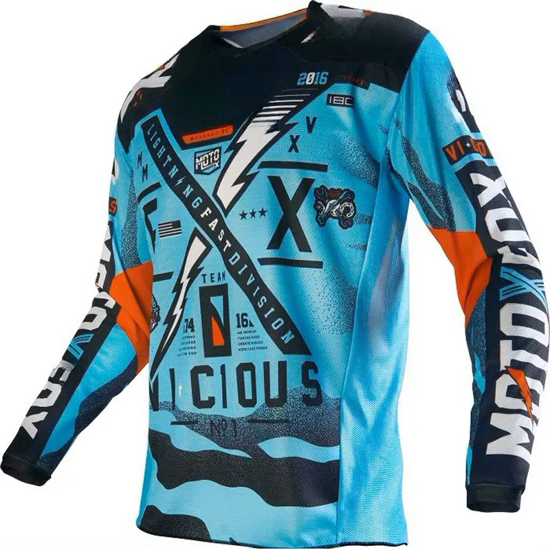 Camiseta para descenso de motocicleta Bikefox, camisetas para Moto, ropa para bicicleta de montaña MTB BMX, camiseta de carreras de descenso para Enduro y Motocross