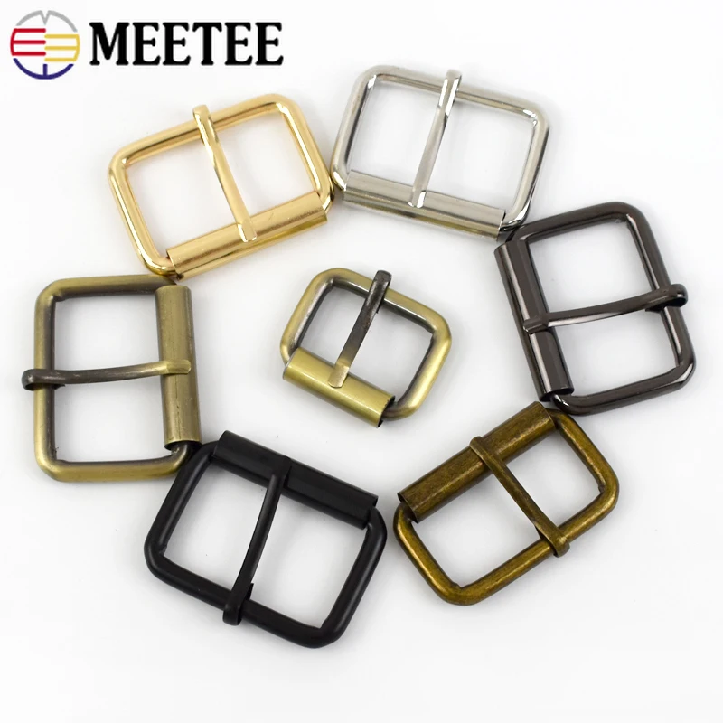 5Pcs Meetee 13-38mm Metal Roller Pin Buckles Bag Strap Adjust Clasp Shoes Garment Belt Buckle Hook Leather Craft Accessories