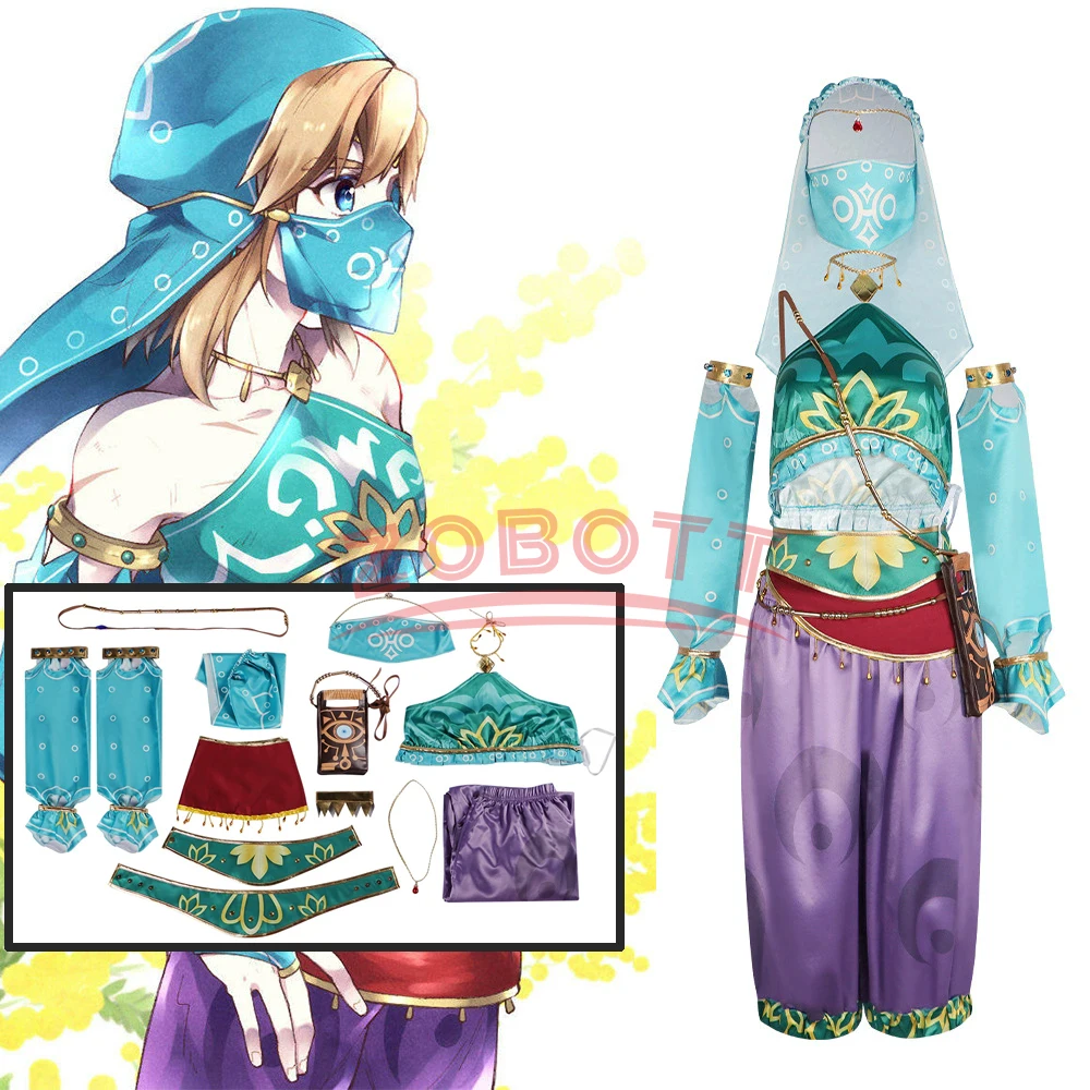 

Link Dress Cosplay Costume Genderswap Elegant Fairy Clothing Uniform Headdress Accessories Set Halloween Woman Costume Outfit