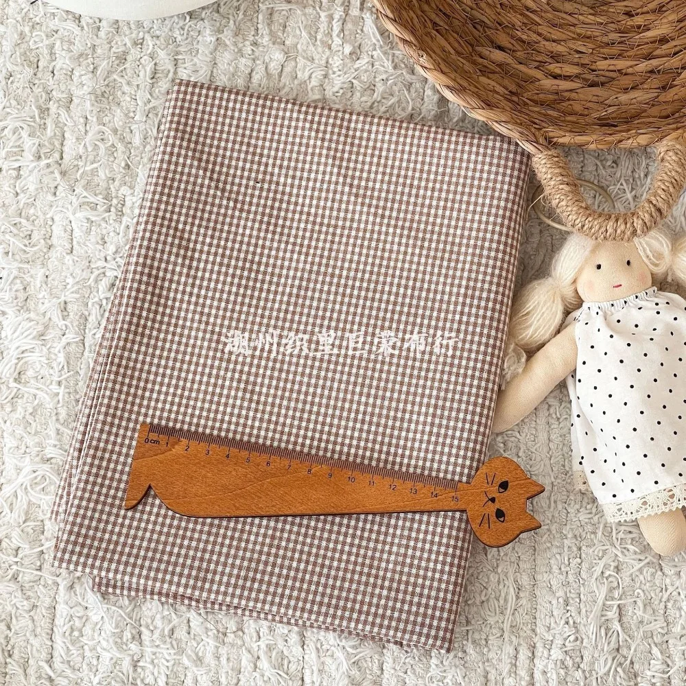 145x50cm Kaffeefarbenes Baumwoll-Karo-Gewebe für Damenbekleidung, Taschen, Haaraccessoires - Nähstoff – Detail 14