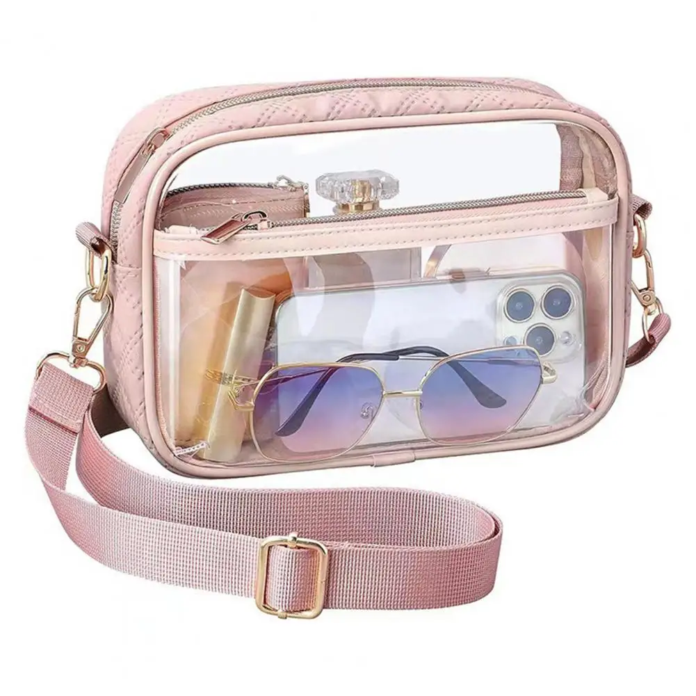 Impermeável transparente Crossbody Bag com alça ajustável, Capacidade telefone saco do dinheiro, resistente à água, ao ar livre