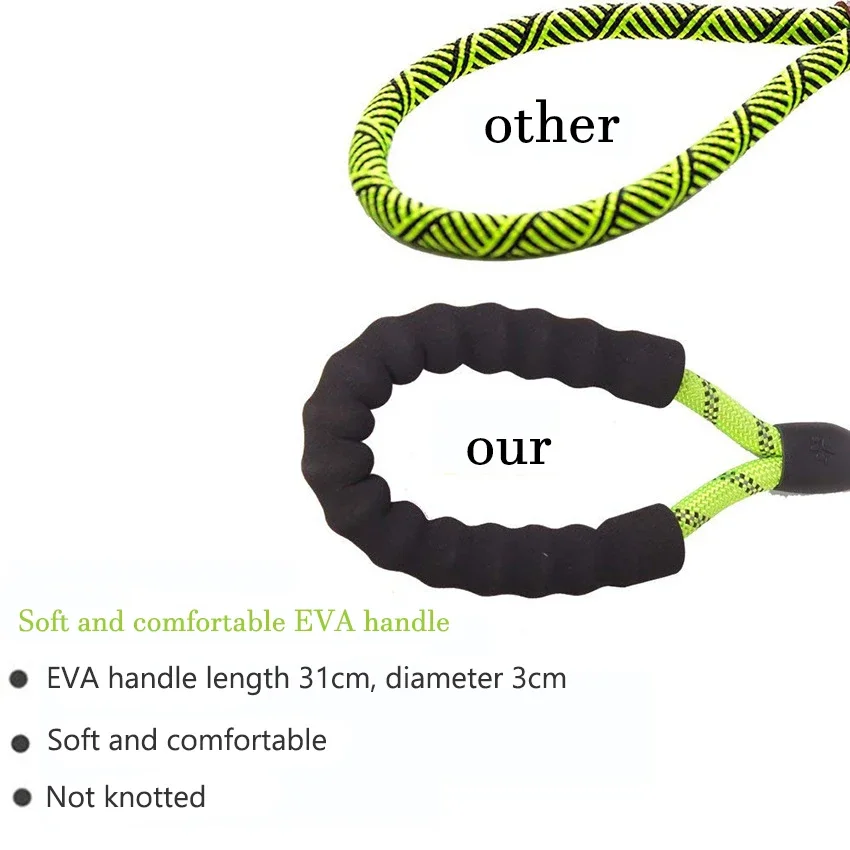 1.5M/2M/3M Large Dog Rope Round 1.2CM Nylon Pet Leash Strengthen Reflective Rope Walking Dog Traction Collar Harness Dog Lead