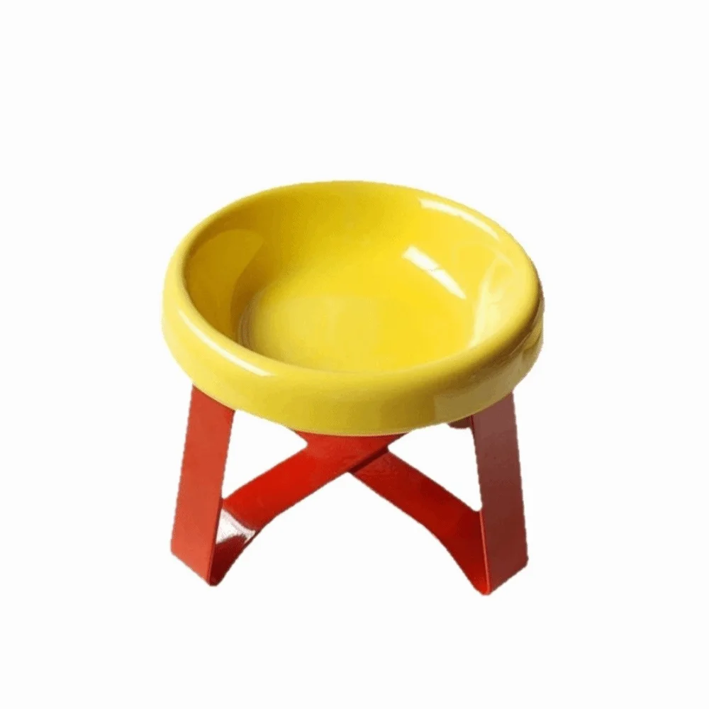 Large Diameter Elevated Cat Bowl Anti-spill Anti-leakage Neck Protection Bowl Anti-knock Anti-choke High Foot Bowl Outdoor Use