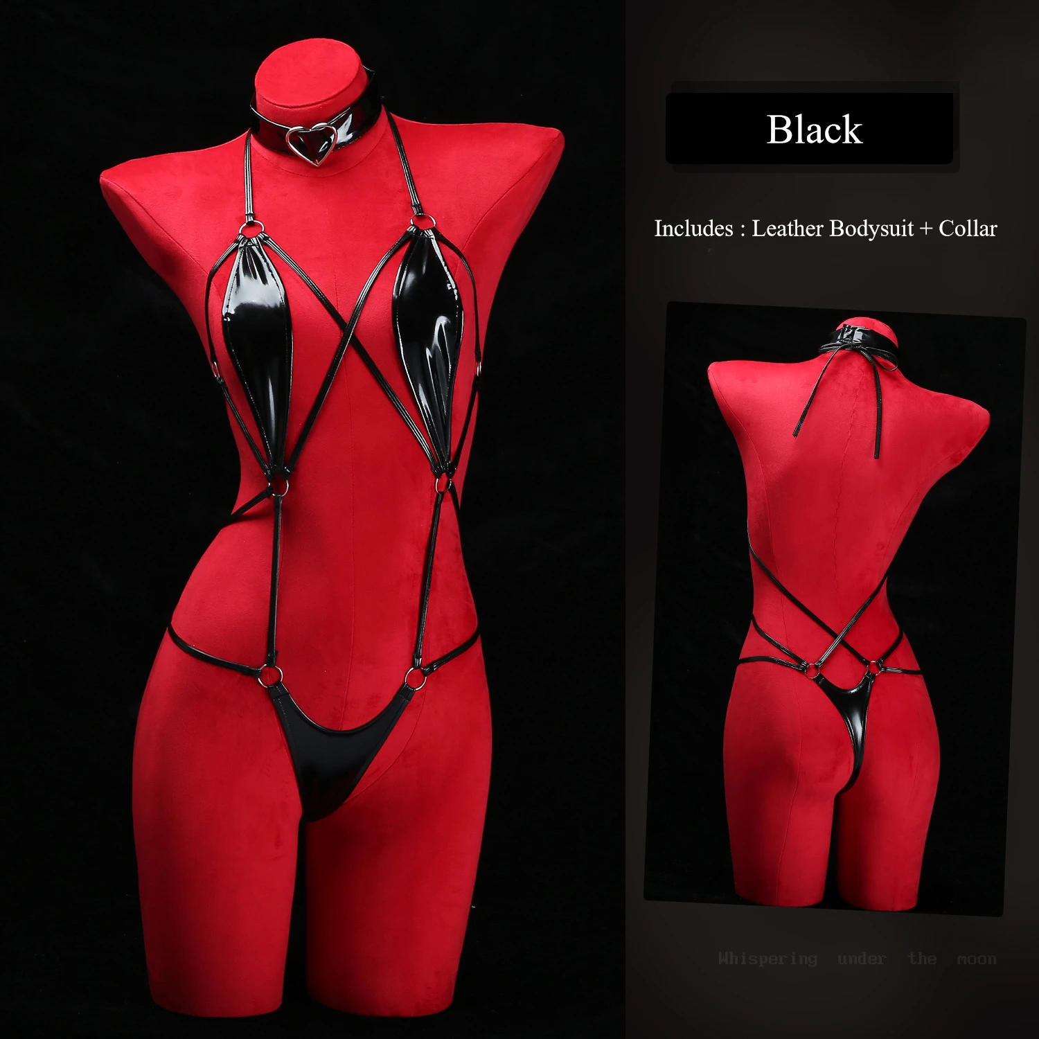 Sexy Lingerie Bodysuits Erotic Crotchless Leather Jumpsuit Nightgown Porn Sexy Underwear Costumes Lingerie Leashes Bundle Set