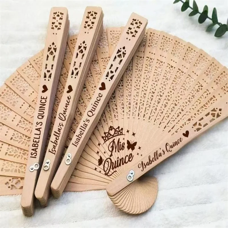 Personalized Folding Wooden Hand Fans Custom Engraved Wedding Fans Party Favor Bridal Shower Gifts for Guests Souvenir