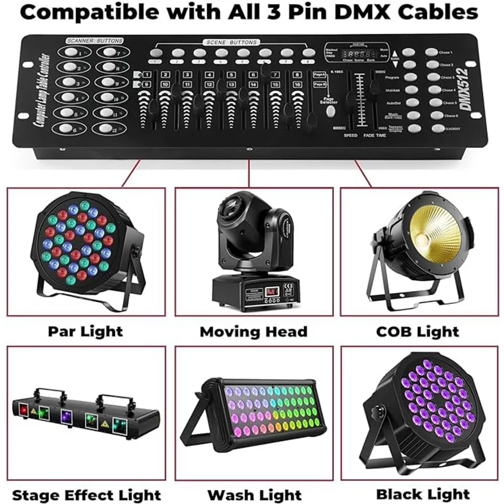 192 DMX Controller Stage Light DMX512 DJ Equipment Console Controller Disco Club MIDI Operator for Live Concerts