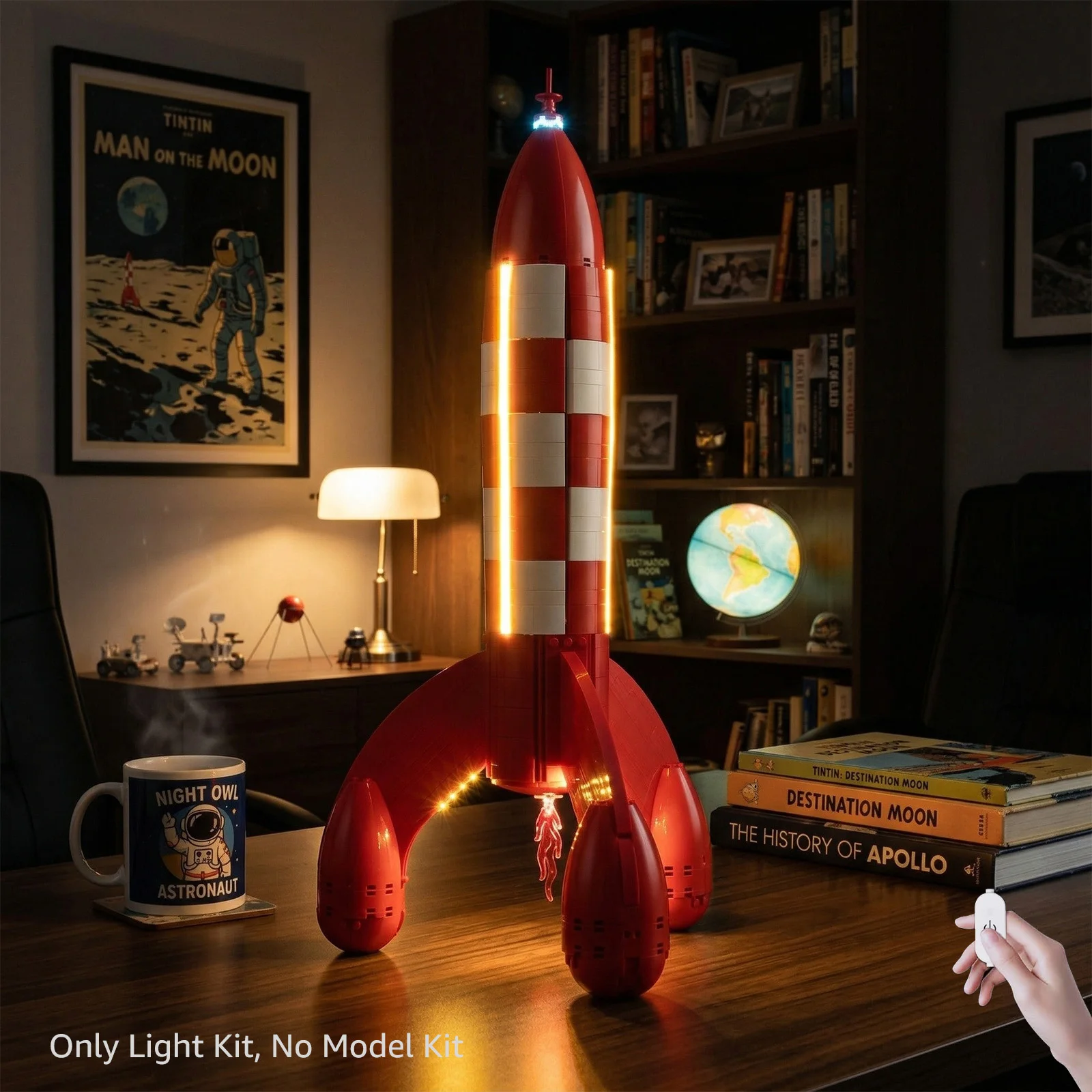 Kyglaring Led Lighting Set Diy Toys for Lego Tintin Moon Rocket 21367 Building Blocks (No Model)