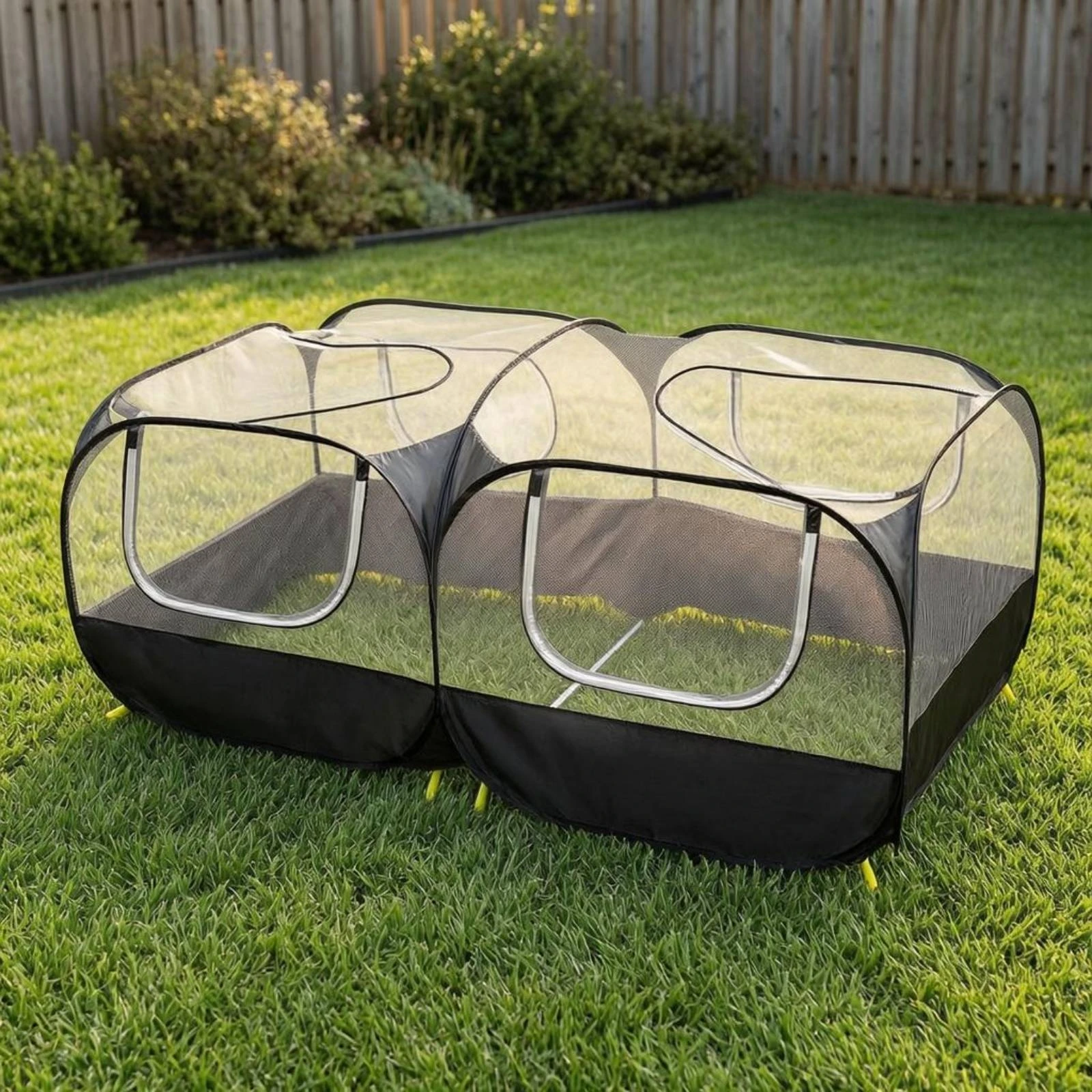 Bottomless Pet Enclosure Foldable Mesh Pet Enclosure Ground Stakes for Garden