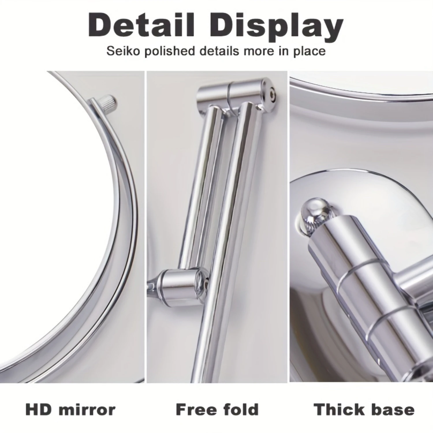 

High Definition Silver-plated Chrome Wall Mounted Makeup Vanity Mirror, 8" Bathroom Shaving Mirror With Thickened Base and 10X M