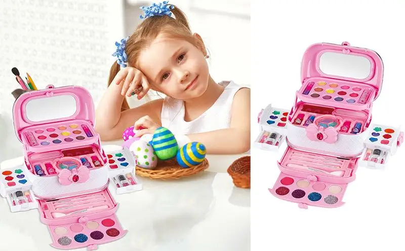 

Simulation Kids Makeup Kit Pretend Makeup Toys Girls Play House Simulation Make Up Toys Washable Makeup Toyset for girl kids