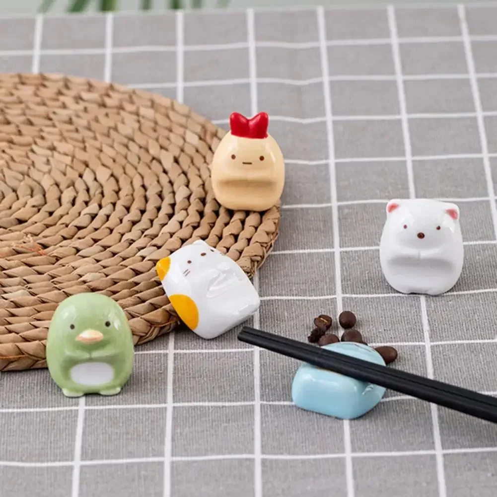 Cute Ceramic Chopstick Holder Creative Shape Adorable Appearance Porcelain- Cartoon Cat Bear Chopstick Kawai Tableware Holder