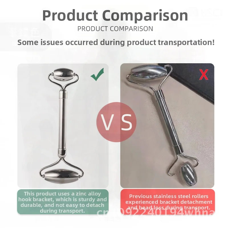 304 스테인리스 스틸 페이셜 롤러 마사지 세트 얼굴 및 어깨용 스팟 스크래핑 보드 - 수동 안티에이징 스킨케어 도구