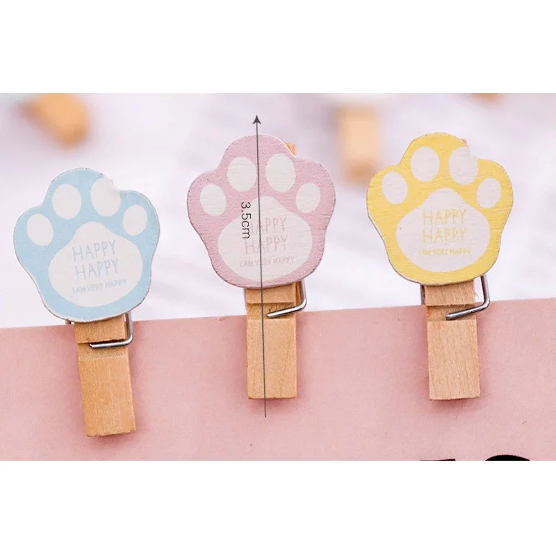 10pcs Kawaii Ins Girl wooden clips with hemp rope Photo Wall Decoration bag clips wood pegs Hanging Leave Message