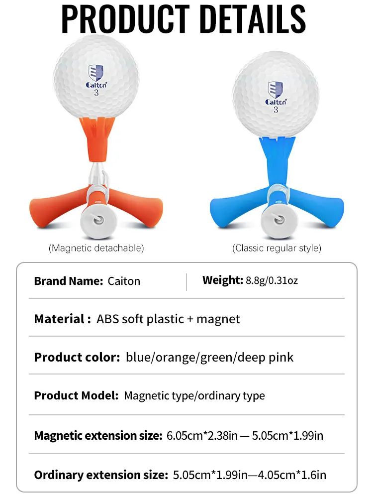 Caiton 1 Stück verstellbares dreieckiges Golf-Tee, Mutter- und Kinder-Design, magnetischer Hutclip, kompatibel, langlebig, stabil, wiederverwendbar, 4 Farben – Detail 7