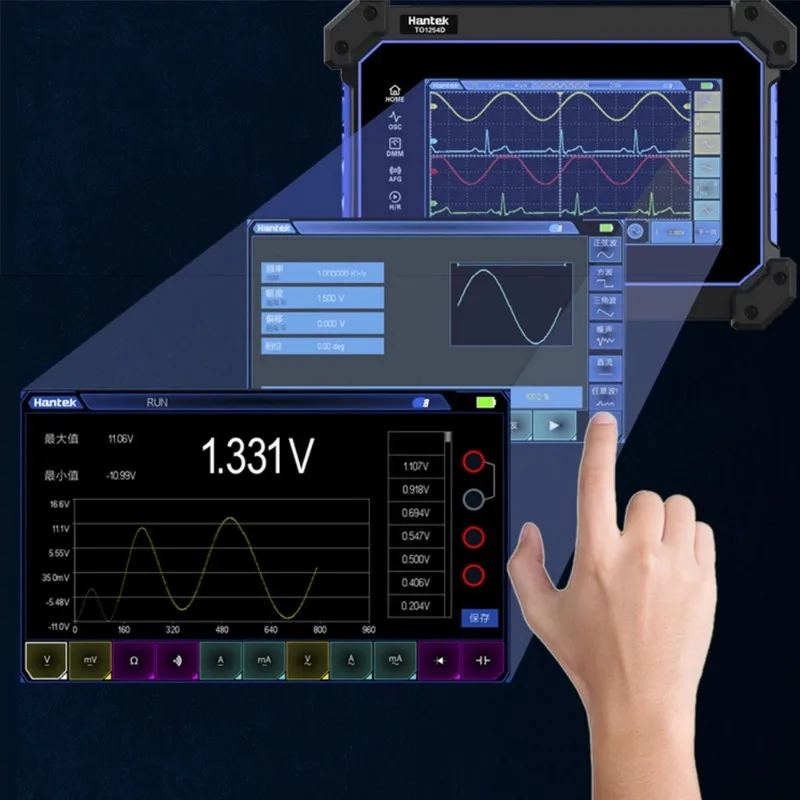 شاشة تعمل باللمس يده ملتقط الذبذبات الرقمي TO1112C /D TO1252C USB اللوحي 2 قنوات 110 ميجا هرتز راسم الذبذبات المتعدد مصدر الإشارة