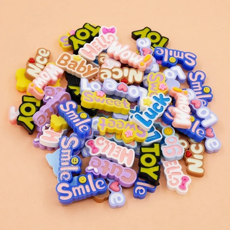 10 Stück niedlichen flachen Rücken wow Glück schöne Baby Brief Harz Cabochon Scrap booking Handwerk DIY Zubehör Telefon Fall Dekoration