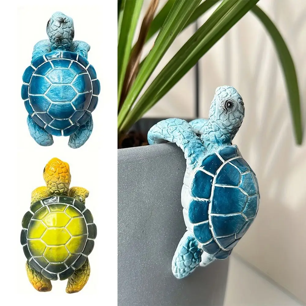 NEW Green Blue Flowerpot Hanging Decoration Resin Cartoon Turtle Statue Cartoon Sea Turtle Figurines Bonsai Decor